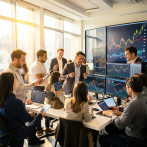 Illustration détaillée d'une carte interactive montrant les étapes de l'investissement en bourse #InvestirEnBourse