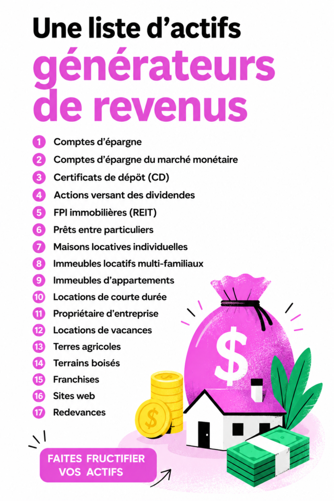 Femme songeant à investir dans des actifs générateurs de revenus.
