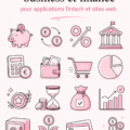 Icônes rose modernes pour applications de finance et business