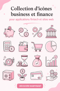 Icônes rose modernes pour applications de finance et business