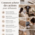 Une femme réfléchissant à des investissements boursiers, entourée de graphiques et de documents financiers.