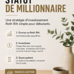 Femme souriante consultant un document sur l'investissement dans un IRA Roth, symbole de liberté financière.