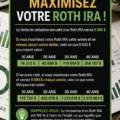 Femme consultant des documents de finance personnelle et souriant, avec une note sur les Roth IRA.