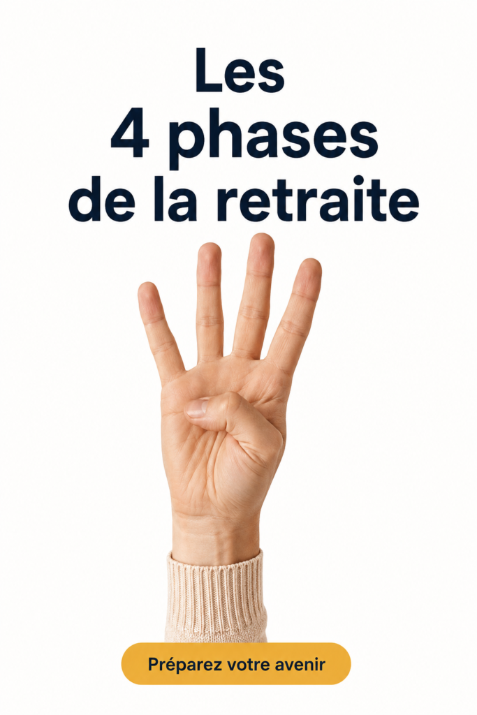 Illustration représentant les 4 phases de la retraite sous forme de cheminement.