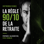 Une femme contemplant son projet de retraite avec des documents financiers en arrière-plan, symbolisant la règle 90/10.