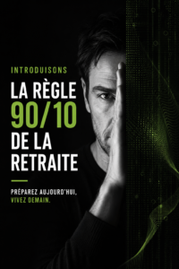 Une femme contemplant son projet de retraite avec des documents financiers en arrière-plan, symbolisant la règle 90/10.