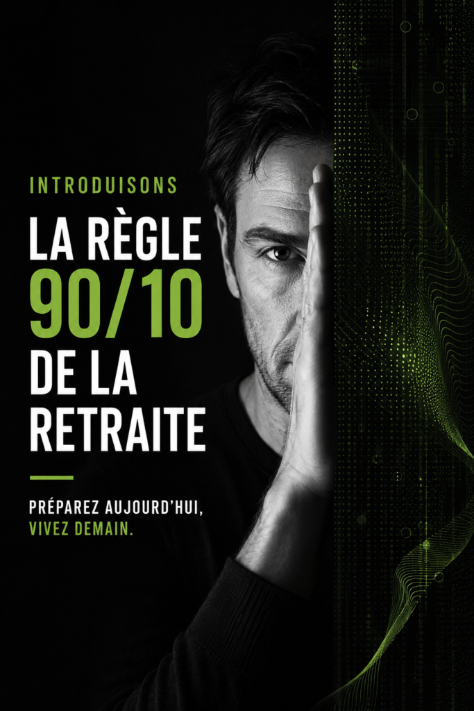 Une femme contemplant son projet de retraite avec des documents financiers en arrière-plan, symbolisant la règle 90/10.