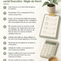 Femme souriante réfléchissant à ses finances avec un carnet