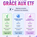 Femme souriante présentant un graphique d'évolution de son investissement dans des ETF