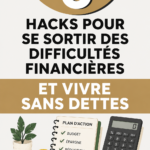 Femme examinant ses finances avec un sourire, symbolisant une gestion réussie de son budget.