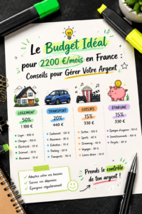 Femme consultante un budget mensuel de 2200 € en France