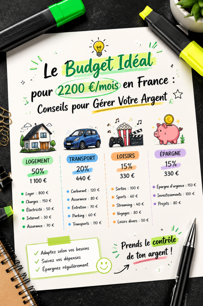 Femme consultante un budget mensuel de 2200 € en France
