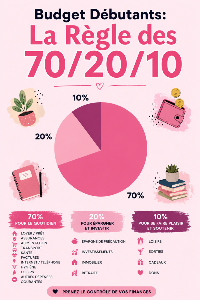 Illustration de la gestion budgétaire avec la règle 70/20/10
