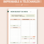 Modèle de budget mensuel imprimable sur un bureau en bois