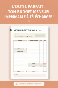 Modèle de budget mensuel imprimable sur un bureau en bois