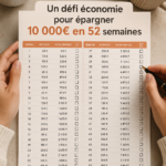 Femme pensant à ses économies avec un carnet et un stylo