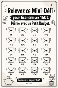 Image d'une femme heureuse consultant son budget et planifiant ses économies de 150€