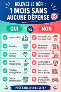 Femme réfléchissant à ses dépenses sur une feuille, défi d'un mois sans achat.