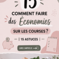 Femme souriante faisant ses courses avec un caddie plein de produits frais.