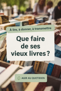 Une pile de vieux livres soigneusement empilés, symbole d'un engagement écolo.