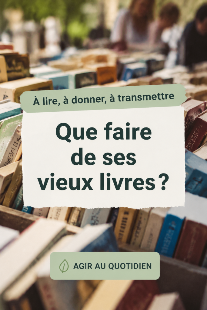 Une pile de vieux livres soigneusement empilés, symbole d'un engagement écolo.