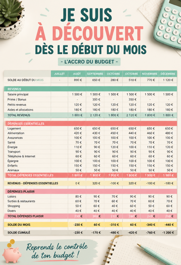 Femme consultant son budget avec une tasse de café, représentant la gestion financière.