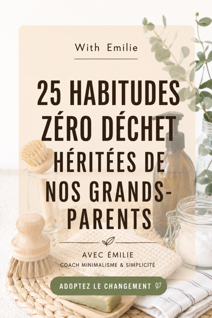 Un ensemble de produits ménagers naturels sur une table, symbolisant un mode de vie zéro déchet.