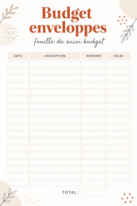 Méthode des enveloppes pour la gestion de budget sur une table
