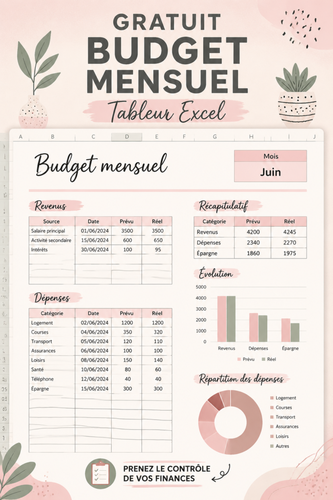 Modèle de budget mensuel gratuit en format Excel
