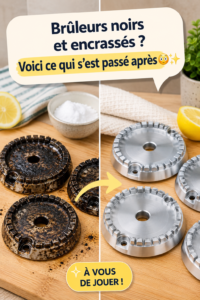 Brûleurs de cuisine encrassés avant nettoyage