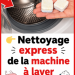 Femme nettoyant une machine à laver avec un produit naturel