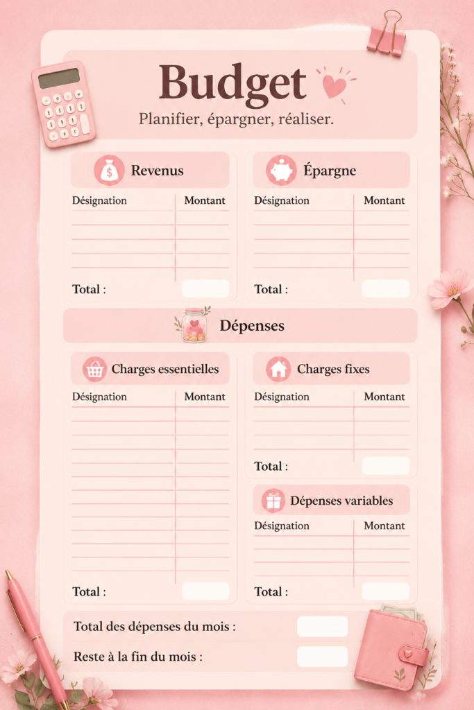 Visuel représentant des créations Tuzymyni et des outils budgétaires