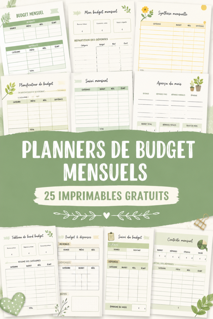 Une femme regardant un planner de budget mensuel avec des stylos de coloriage et des post-it.