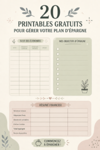 Un aperçu de divers printables de gestion d'épargne disposés sur une table.