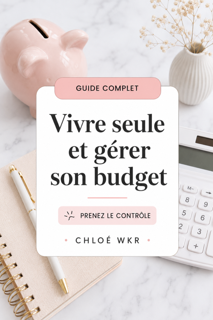 Femme souriante gérant son budget avec un ordinateur et des notes