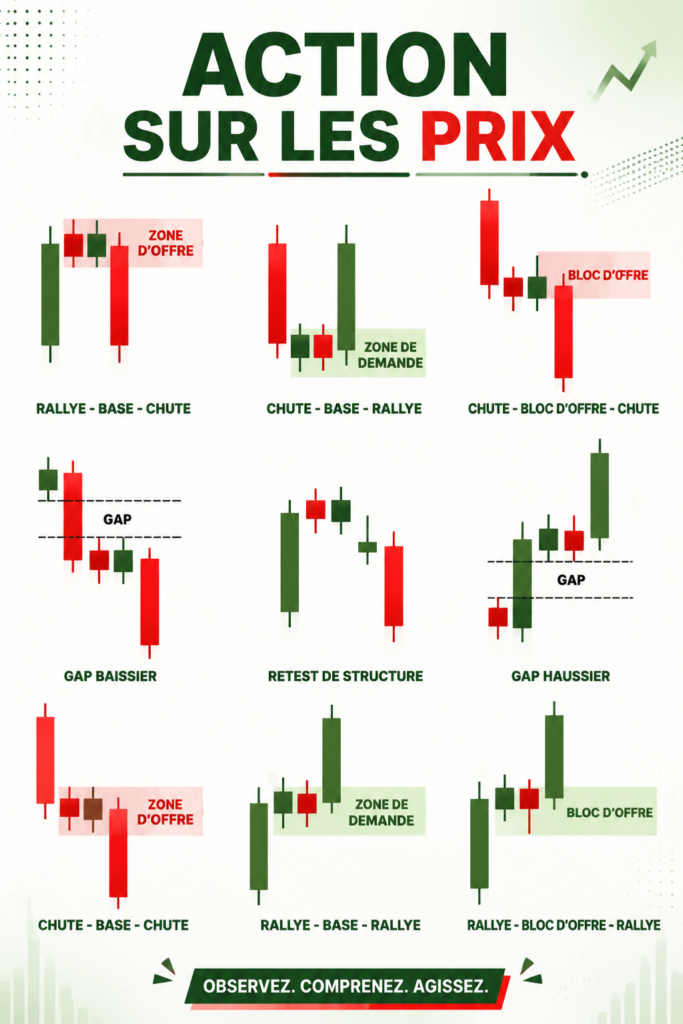Vue de graphiques financiers illustrant le price action en trading