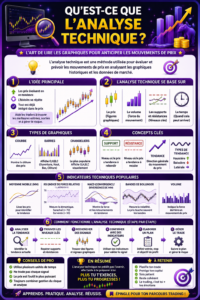 Un graphique boursier montrant des tendances avec des outils d'analyse technique.