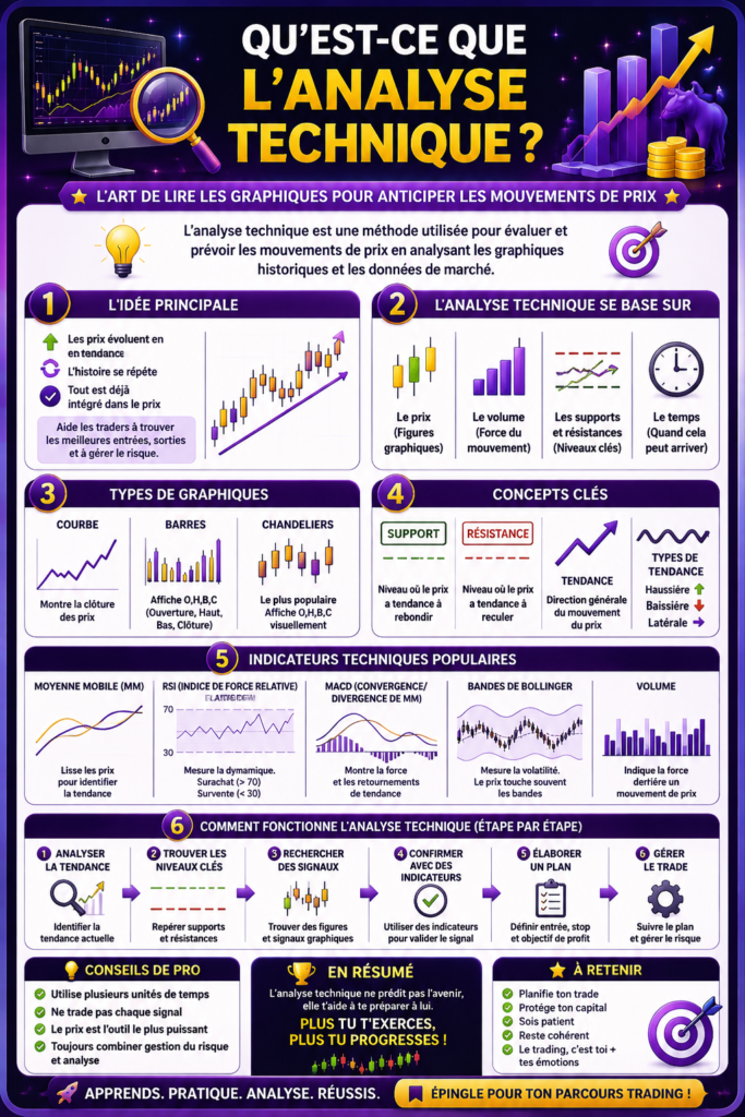 Un graphique boursier montrant des tendances avec des outils d'analyse technique.