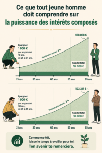 Femme analysant des graphiques d'épargne et d'investissement utilisant les intérêts composés.