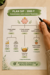 Bouteille de verre avec des pièces de monnaie, symbolisant l'épargne et l'investissement SIP de 3000 ₹.