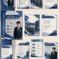 Modèle de portfolio d'immersion professionnelle en bleu et argent