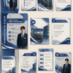 Modèle de portfolio d'immersion professionnelle en bleu et argent