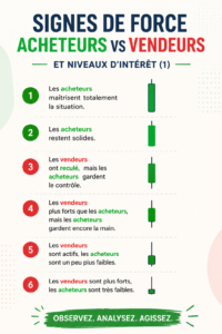 Graphique illustrant les signes d'intérêt des acheteurs et des vendeurs sur le marché
