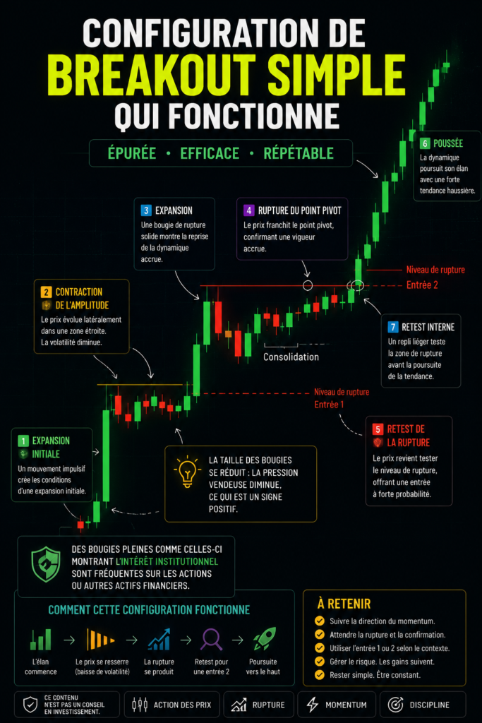 Illustration d'une stratégie de trading de breakout sur un graphique financier