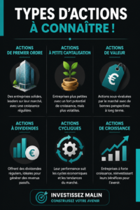 Une infographie sur les différents types de stocks à connaître pour mieux investir.