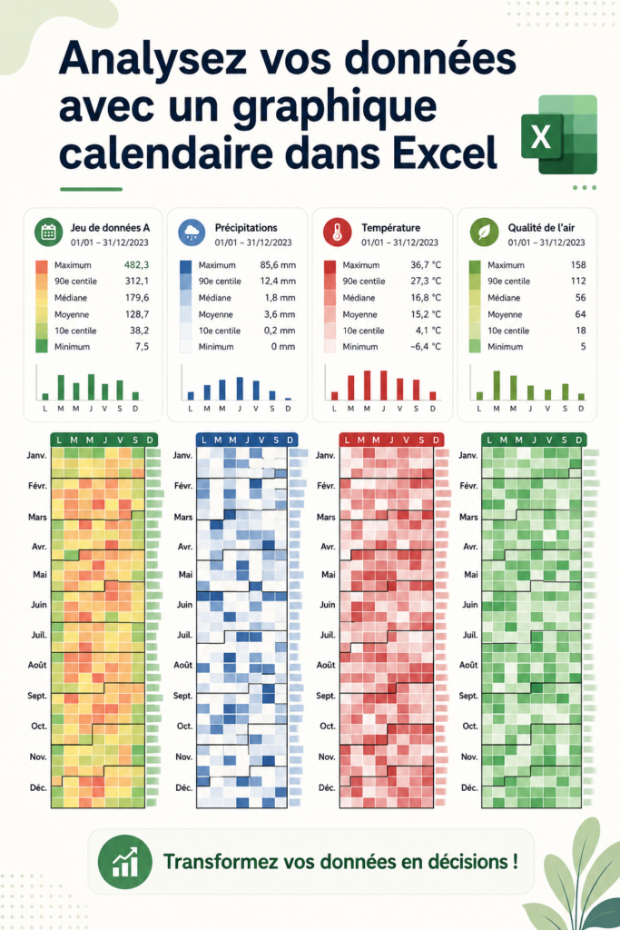 Graphique calendrier illustrant l'analyse des données financières dans Excel