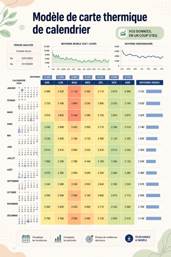 Illustration d'un calendrier thermique pour la gestion des investissements.