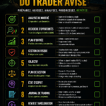 Femme consultant une checklist de trading devant un ordinateur