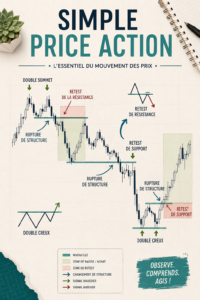 Illustration représentant un graphique boursier illustrant la price action dans les investissements