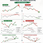 Graphique illustrant le calcul et l'interprétation du RSI en bourse.